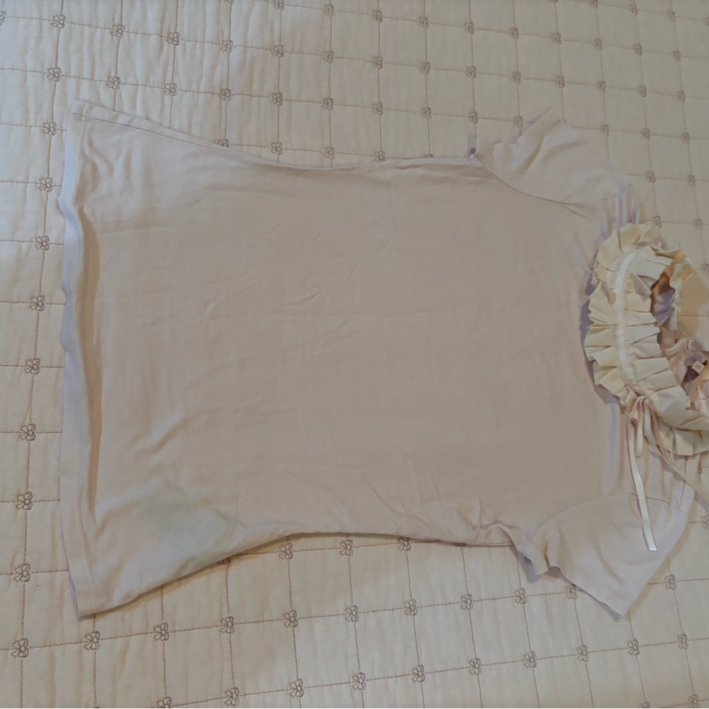 Ted Baker light pink Ruffled Neck Short Sleeve Top